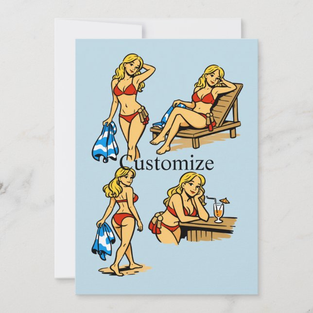 Bikini Beach Time Thunder_Cove Invitation (Front)