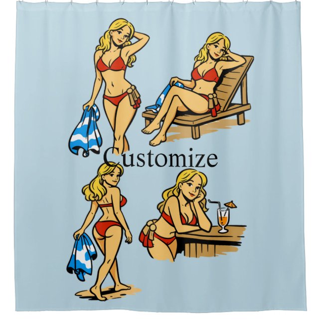 Bikini Beach Time Thunder_Cove Shower Curtain (Front)