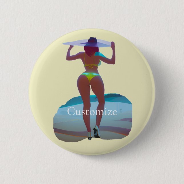 Bikini Booty Beach Girl Thunder_Cove 6 Cm Round Badge (Front)