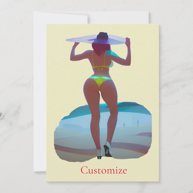 Bikini Booty Beach Girl Thunder_Cove Invitation (Front)