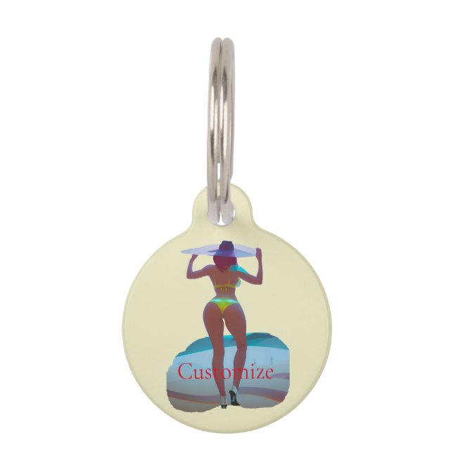 Bikini Booty Beach Girl Thunder_Cove Pet Tag (Front)