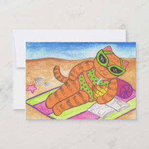 Bikini Cat Summer Invitations