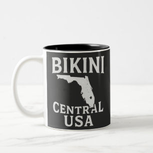 Bikini Central USA Patriotic American Flag Summer Two-Tone Coffee Mug