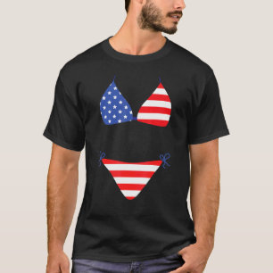 Bikini Cover Up Swimsuit 4th Of July American Fla T-Shirt