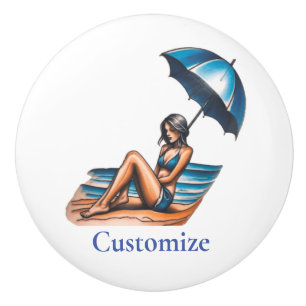 Bikini Girl Beach Napping Thunder_Cove  Ceramic Knob