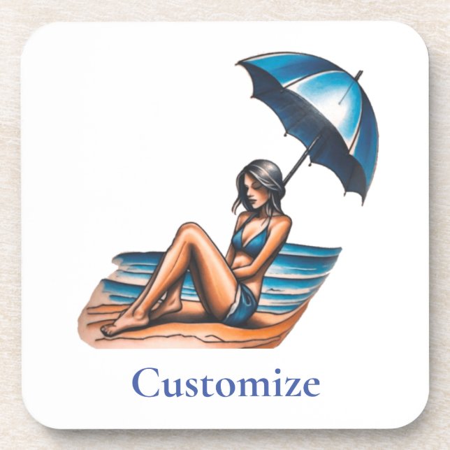 Bikini Girl Beach Napping Thunder_Cove  Coaster (Front)