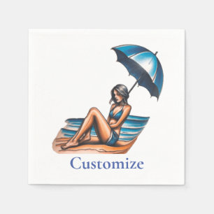 Bikini Girl Beach Napping Thunder_Cove Napkin