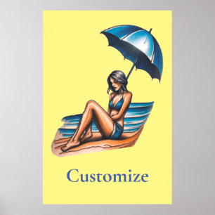 Bikini Girl Beach Napping Thunder_Cove  Poster