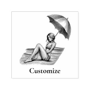 Bikini Girl Beach Napping Thunder_Cove Self-inking Stamp