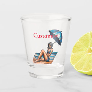 Bikini Girl Beach Napping Thunder_Cove Shot Glass