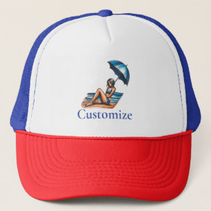 Bikini Girl Beach Napping Thunder_Cove Trucker Hat