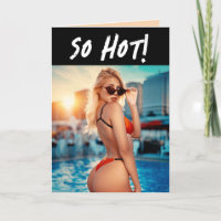 BIKINI GIRL FUNNY OVER THE HILL BIRTHDAY CARD