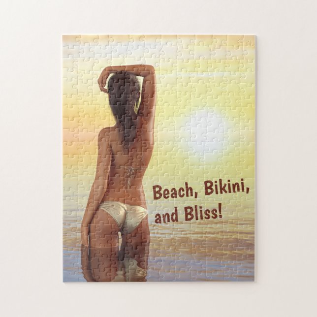 Bikini Girl Posing in the Sea at Sunset Jigsaw Puzzle (Vertical)