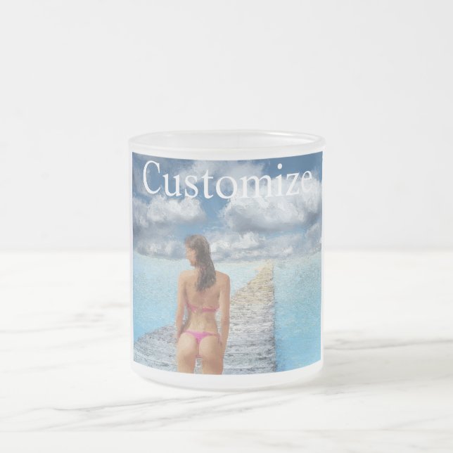 Bikini Girl Thunder_Cove  Frosted Glass Coffee Mug (Center)