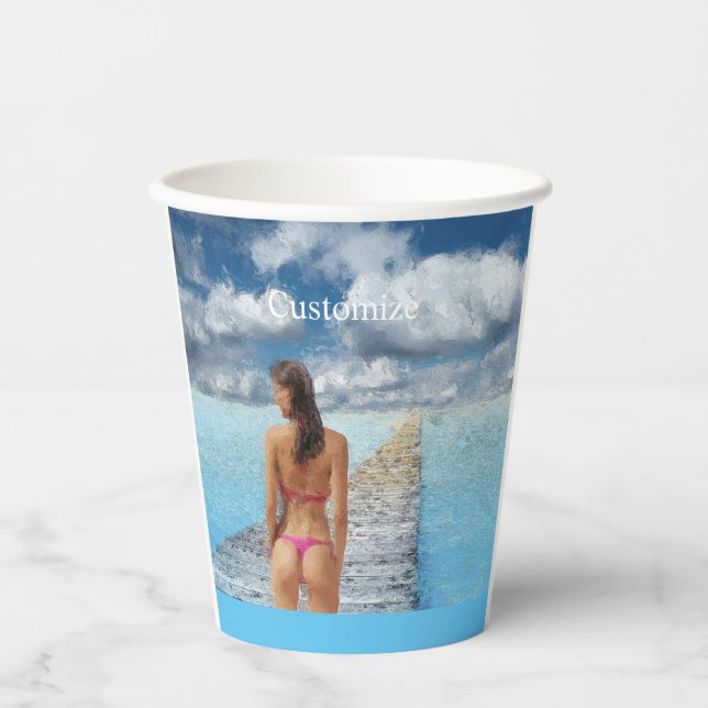 Bikini Girl Thunder_Cove Paper Cups (Front)