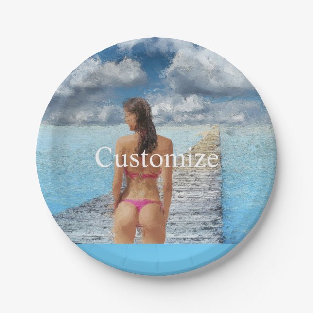 Bikini Girl Thunder_Cove   Paper Plate (Front)