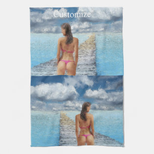 Bikini Girl Thunder_Cove Tea Towel