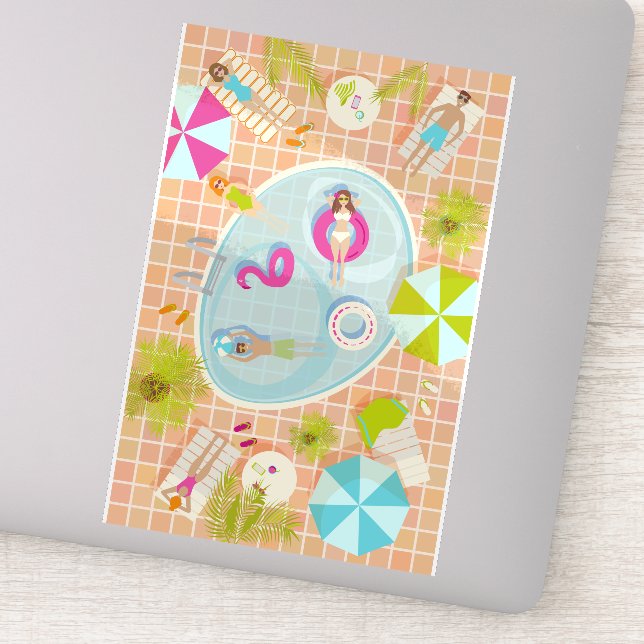 Bikini girls and guys playing swimming pool game (Detail)