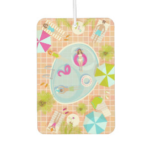 Bikini girls and guys playing swimming pool game car air freshener