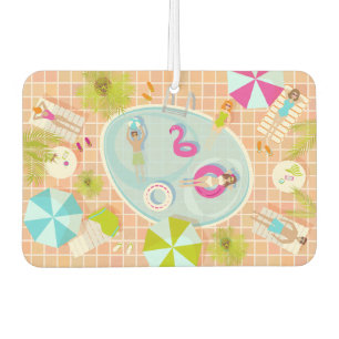 Bikini girls and guys playing swimming pool game car air freshener