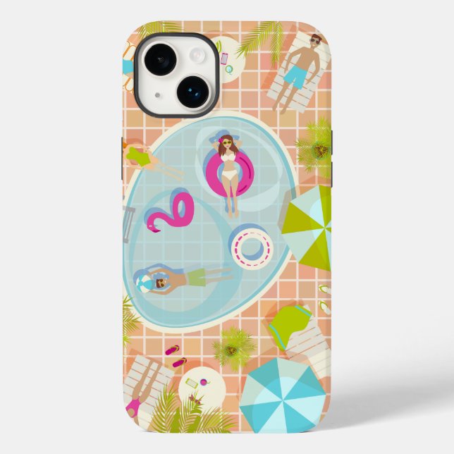 Bikini girls and guys playing swimming pool game Case-Mate iPhone case (Back)