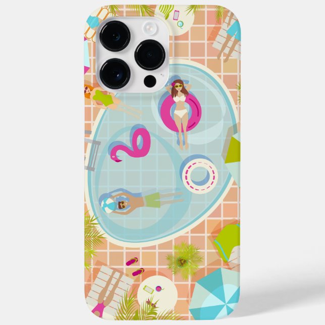 Bikini girls and guys playing swimming pool game Case-Mate iPhone case (Back)