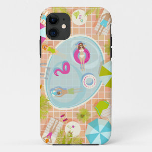 Bikini girls and guys playing swimming pool game Case-Mate iPhone case