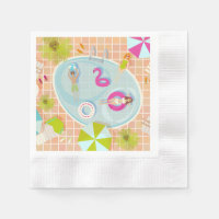 Bikini girls and guys playing swimming pool game
