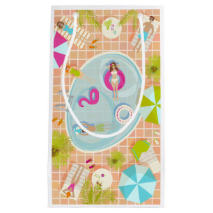 Bikini girls and guys playing swimming pool game small gift bag