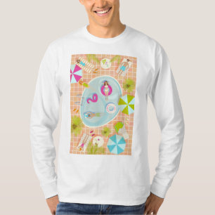 Bikini girls and guys playing swimming pool game T-Shirt