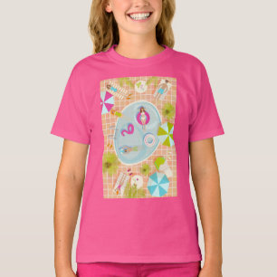 Bikini girls and guys playing swimming pool game T-Shirt