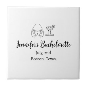 Bikini glass cocktail bachelorette party add name tile