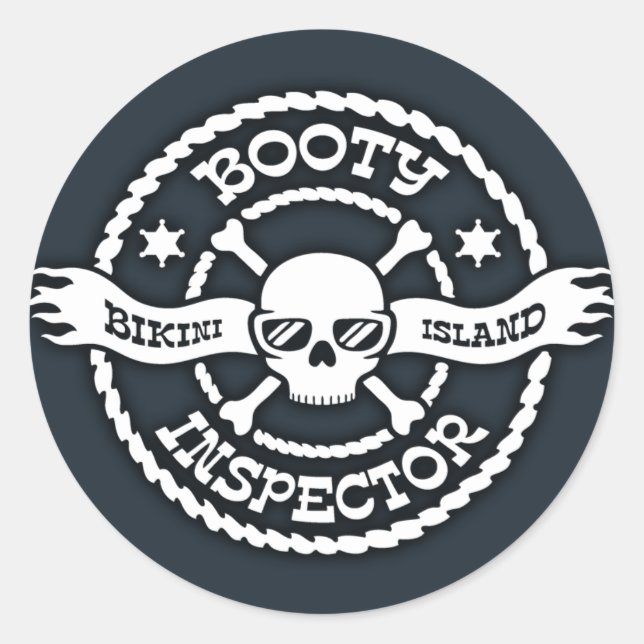 Bikini Island Booty Inspector Classic Round Sticker (Front)