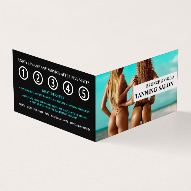 Bikini Model, Tanning Salon Detailed Loyalty Card, Business Card (Outside)