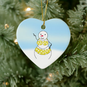 Bikini Time Snowmen Bikini Girl Ceramic Tree Decoration
