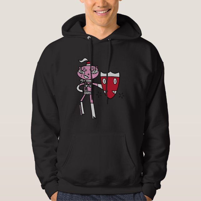 Bikinikat A Pink Cat Super Hero With Shield Hoodie (Front)