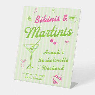 Bikinis and Martinis Bach Party Pedestal Sign