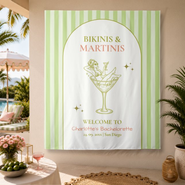 Bikinis and Martinis Bachelorette Bach Welcome Tapestry (Creator Uploaded)
