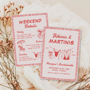 Bikinis and Martinis Bachelorette Party Itinerary Invitation