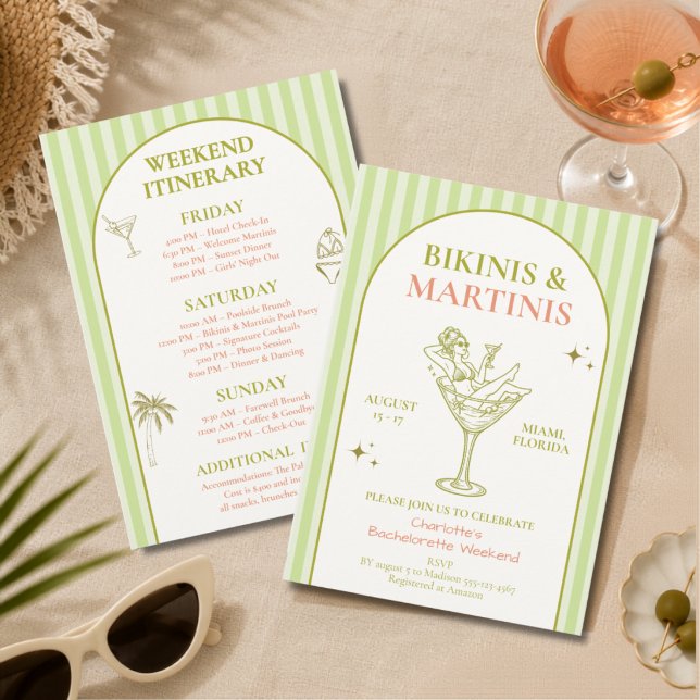 Bikinis and Martinis Bachelorette Party Weekend Invitation (Creator Uploaded)