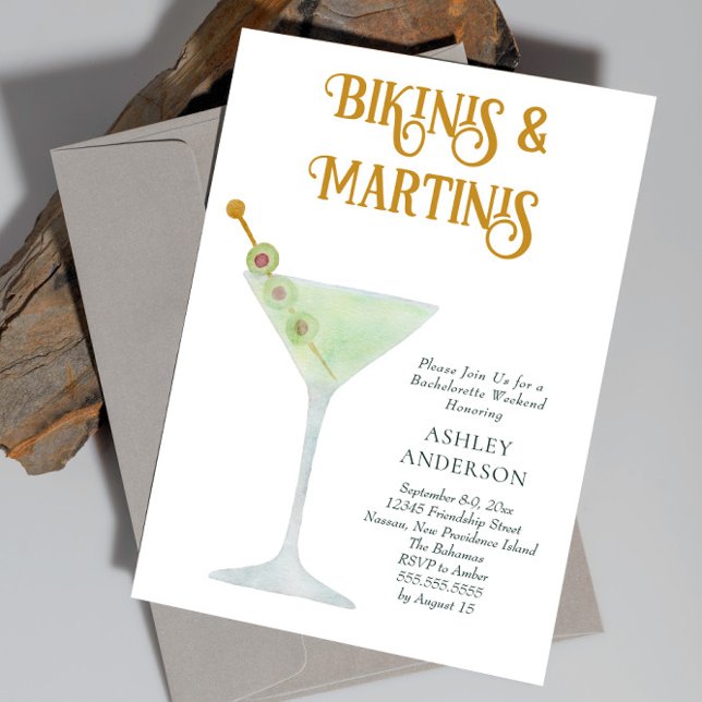 Bikinis and Martinis Bachelorette Party Weekend Invitation (Creator Uploaded)