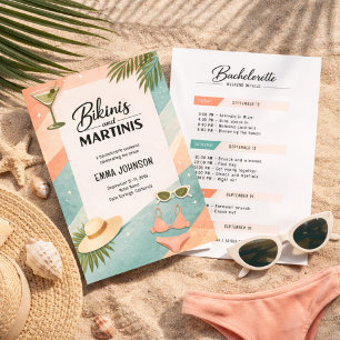Bikinis and Martinis Beach Bachelorette Weekend Invitation