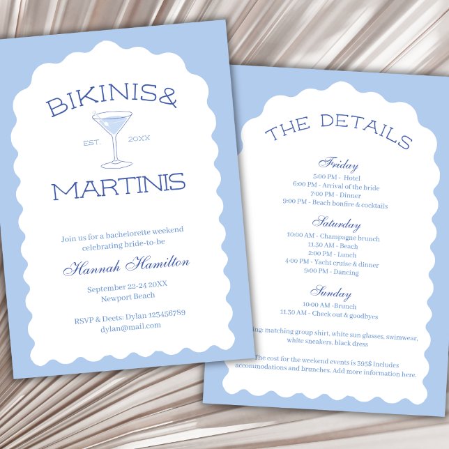 Bikinis And Martinis Beach Bachelorette Weekend Invitation (Bikinis And Martinis Beach Bachelorette Weekend Invitation)
