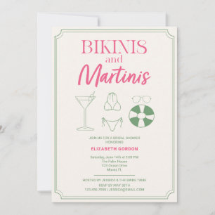 Bikinis and Martinis Bridal Shower Pink Green Invitation