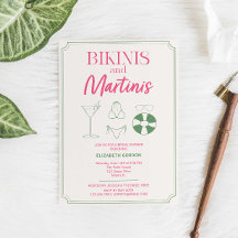 Bikinis and Martinis Bridal Shower Pink Green
