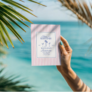 Bikinis and martinis Elegant vintage bachelorette Invitation