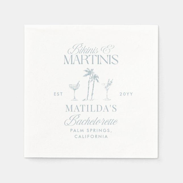Bikinis and martinis Elegant vintage bachelorette Napkin (Front)