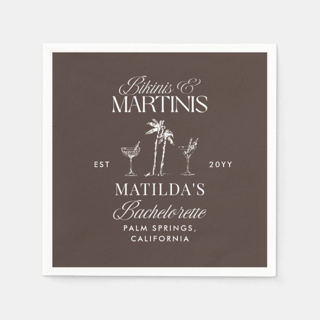Bikinis and martinis Elegant vintage bachelorette Napkin (Front)