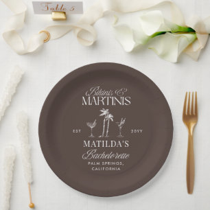 Bikinis and martinis Elegant vintage bachelorette Paper Plate