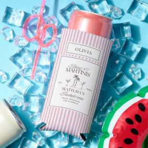 Bikinis and martinis Elegant vintage bachelorette Seltzer Can Cooler